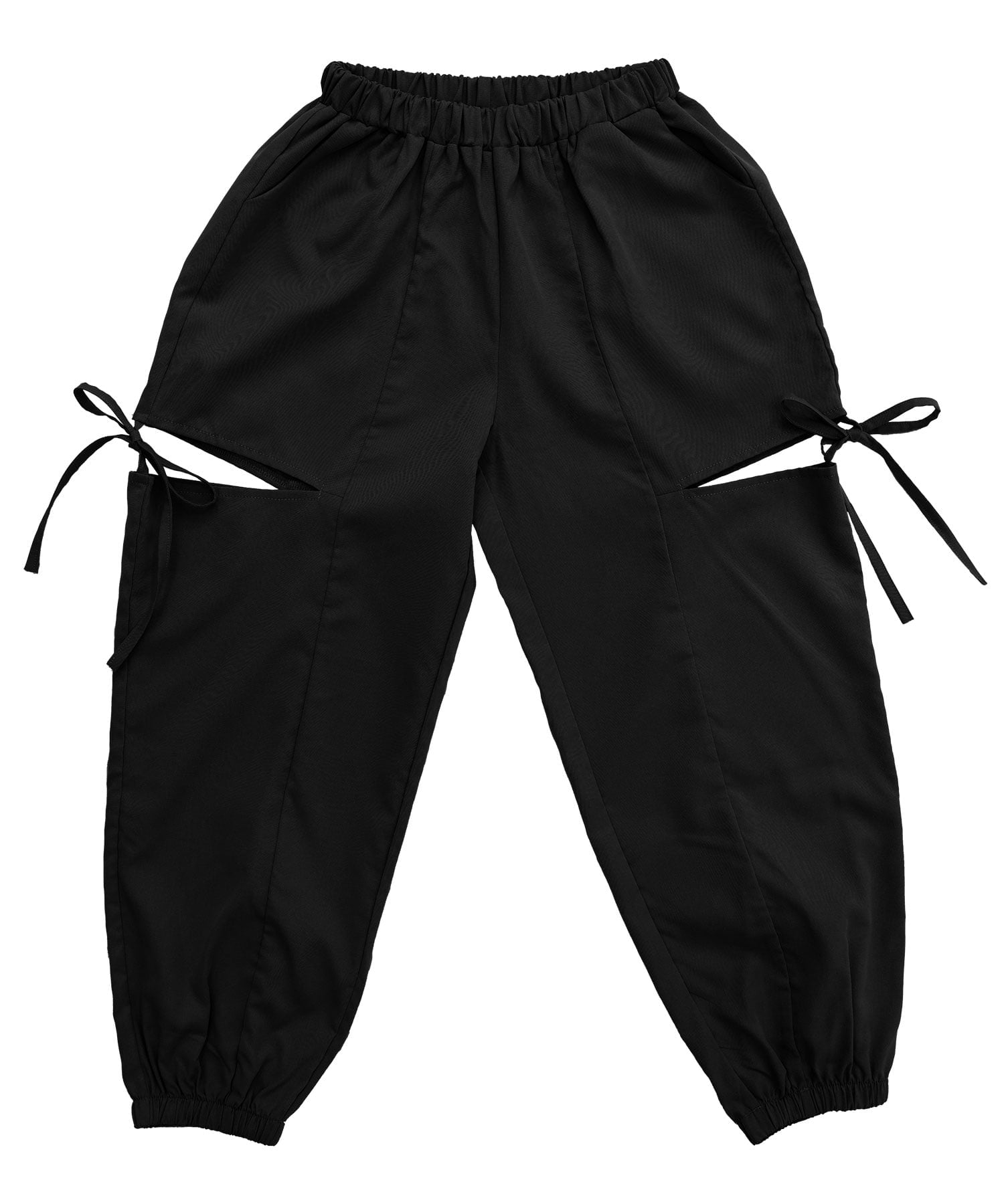Брюки-карго Bee с лентой и карманами, детская одежда для девочек Bee, Black x Cutout — фото 4
