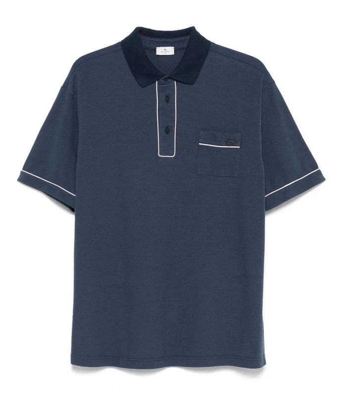 

Рубашка-Поло с изображением Пегаса и короткими рукавами. Etro, синий