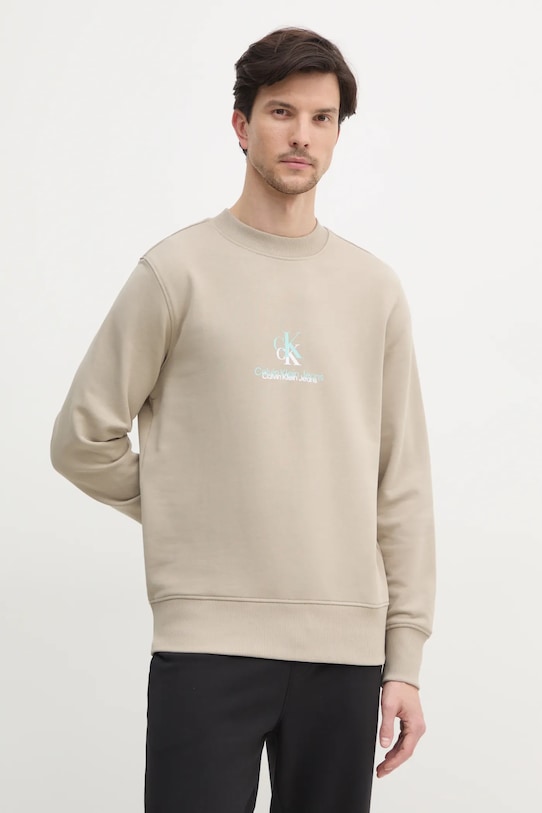 

Хлопковая толстовка Calvin Klein Jeans, бежевый