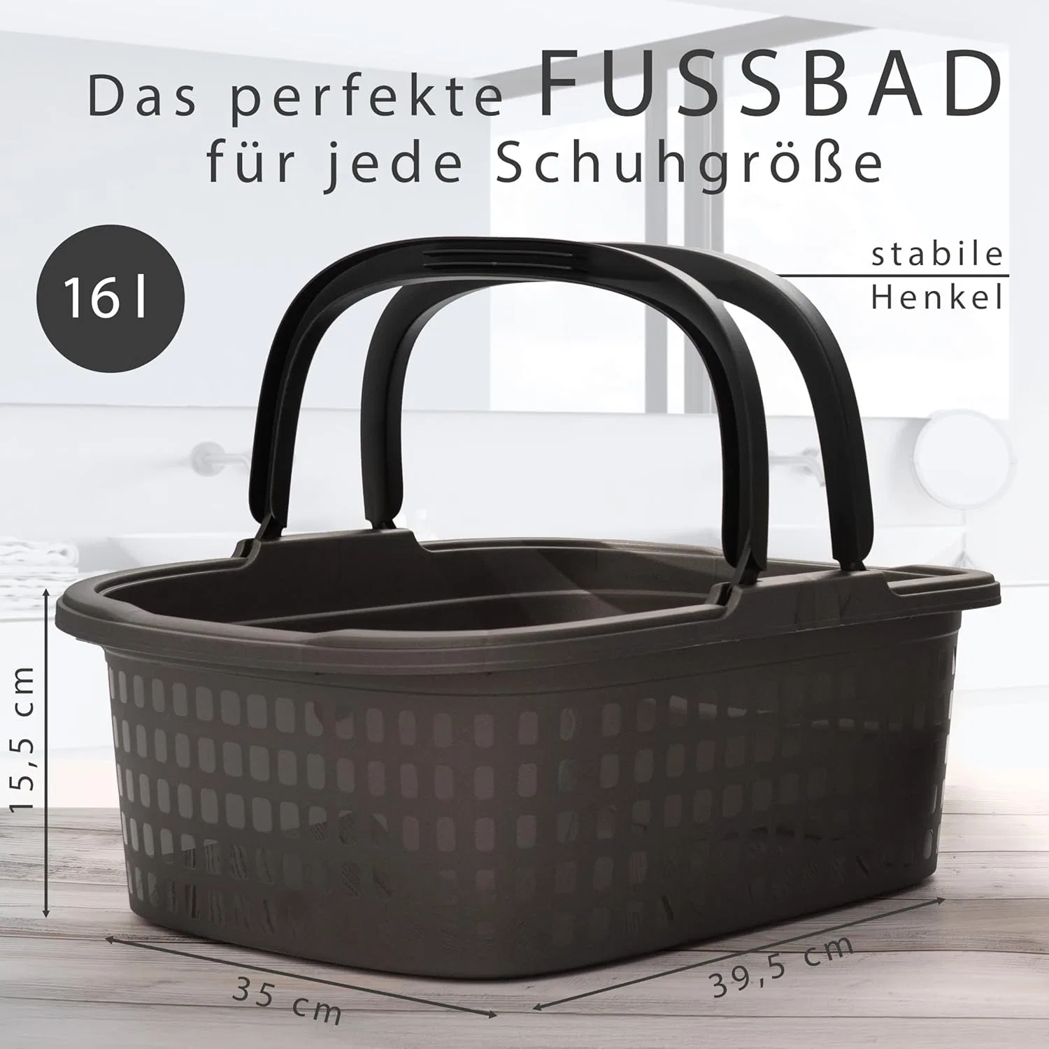 Ванночка для ног с ручками от Hausfelder, 2 шт. Hausfelder, Anthracite Black — фото 2
