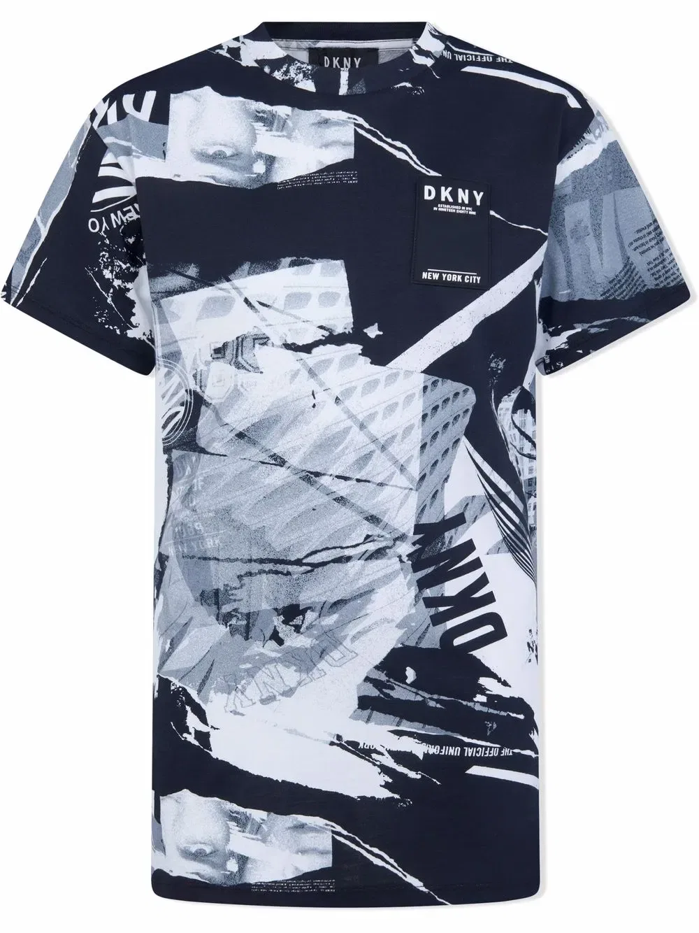 Хлопковая футболка с графическим принтом Dkny Kids, черный
