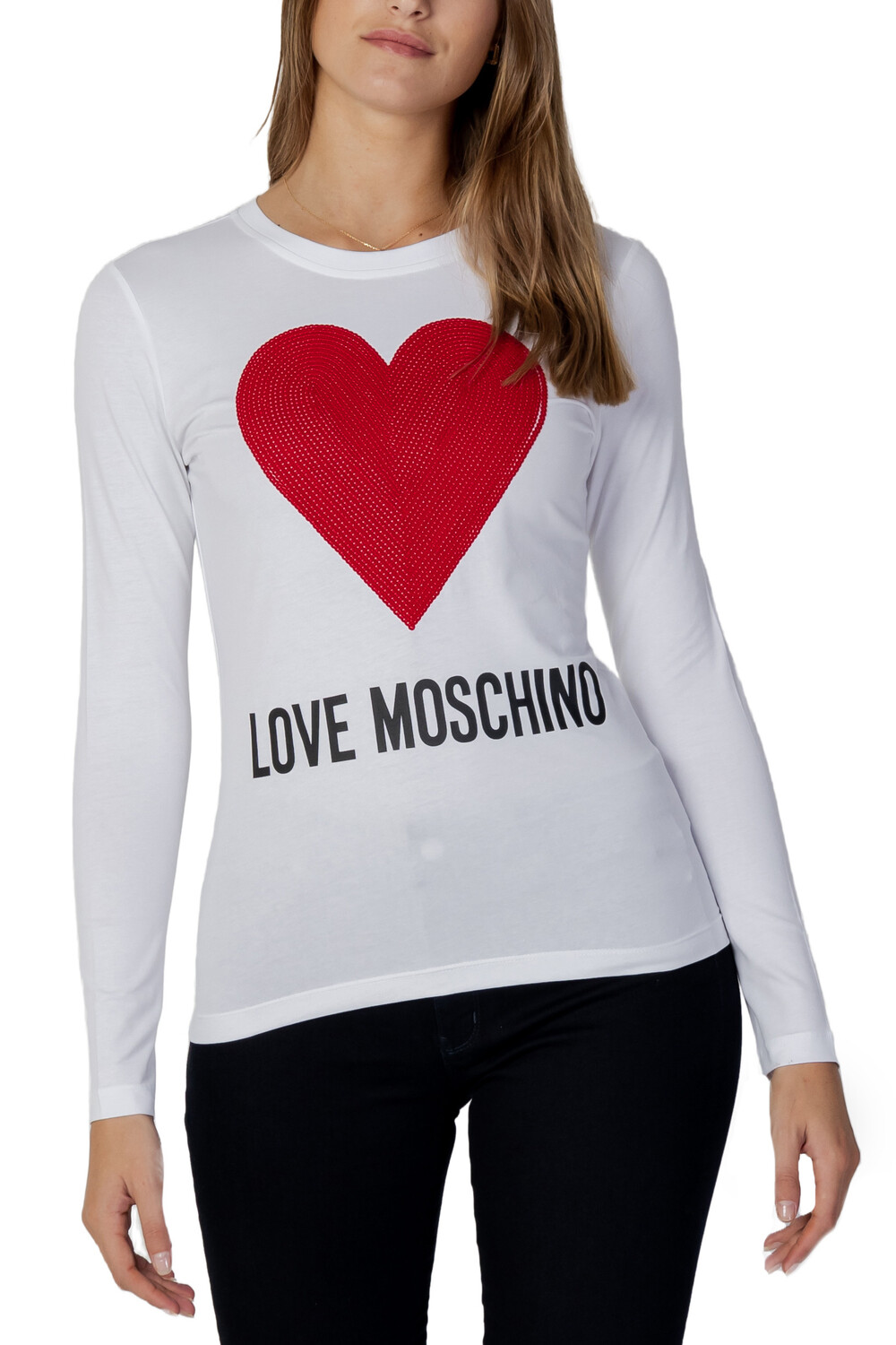 

Лонгслив женский Love Moschino хлопковый с принтом, белый