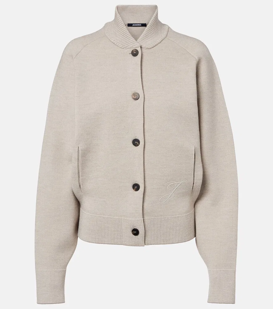 Кардиган из смесовой шерсти цвета лаванды Jacquemus, бежевый