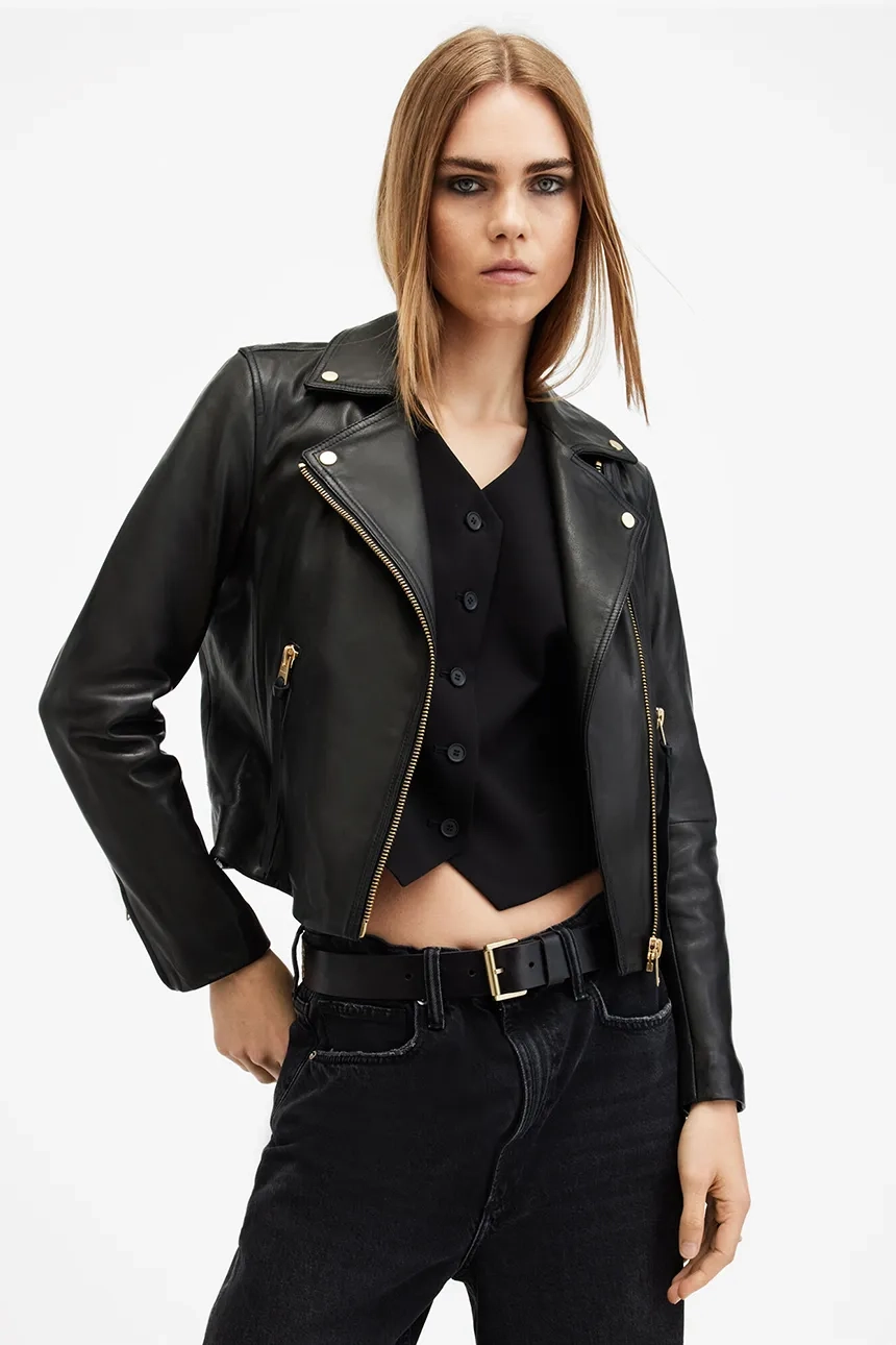 

ДАЛБИ кожаная куртка AllSaints, черный