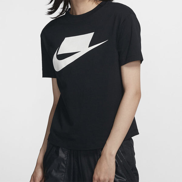 Футболка (WMNS) Nike Casual Sports Training Round Neck Short Sleeve Black T-Shirt, черный — фото 4
