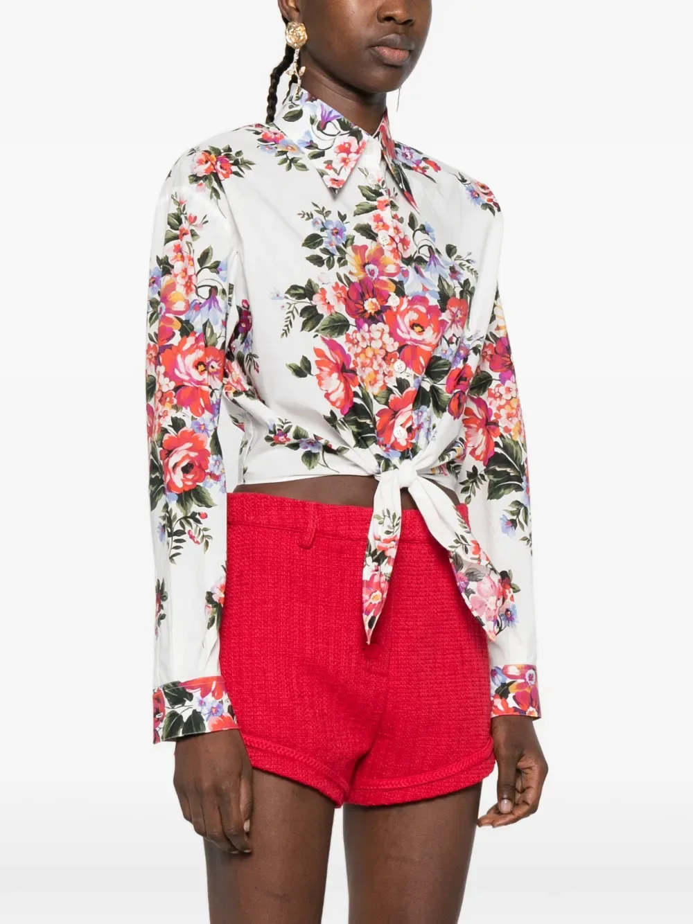 Рубашка с длинными рукавами и цветочным принтом DOLCE & GABBANA, белый — фото 3