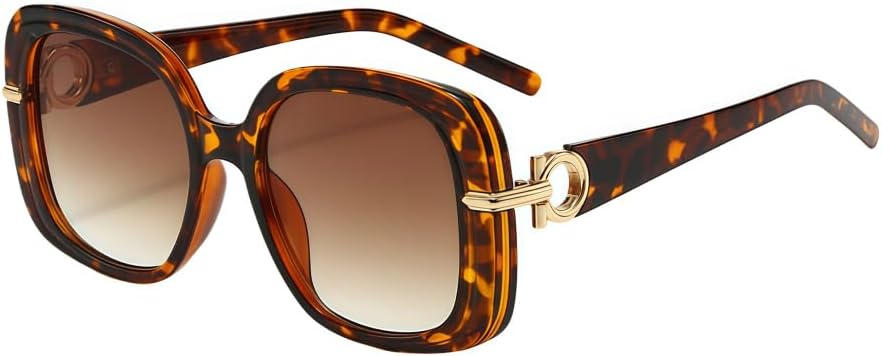 

Крупные квадратные солнцезащитные очки для женщин и мужчин, ретро-винтажные очки с полой оправой, стильные солнцезащитные очки с защитой от УФ-излучения UV400 MAZNVISO, Brown