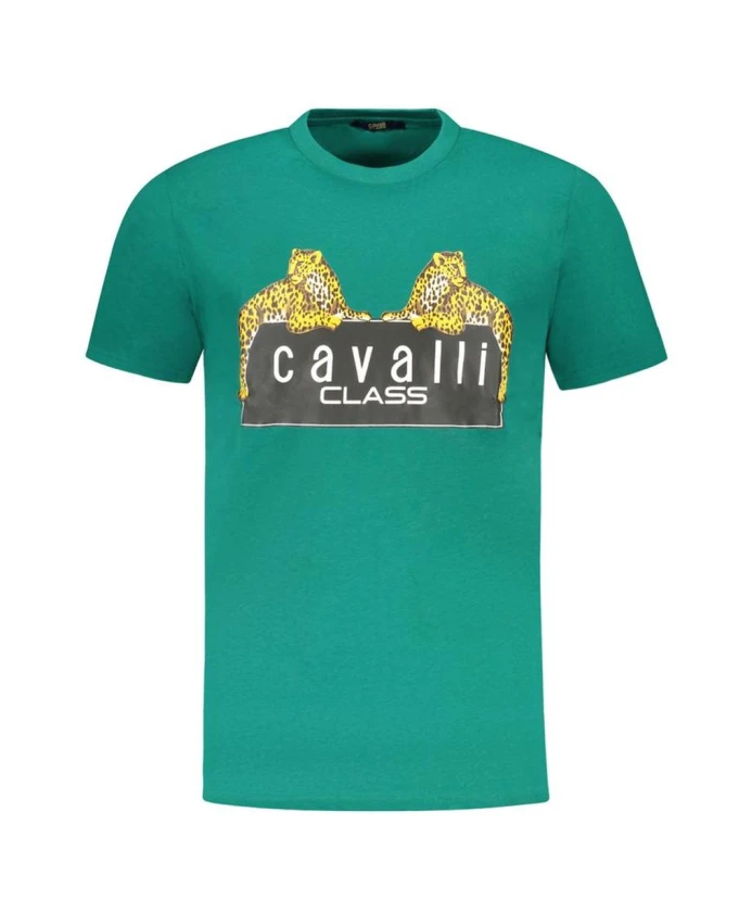 

Зеленая футболка с леопардовым принтом для мужчин Cavalli Class, зеленый