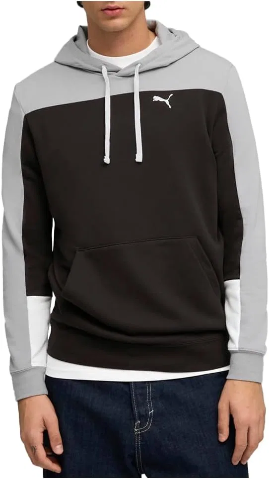 Мужская толстовка PUMA Essentials Block Hoodie, спортивная верхняя одежда, повседневная - черная — фото 2