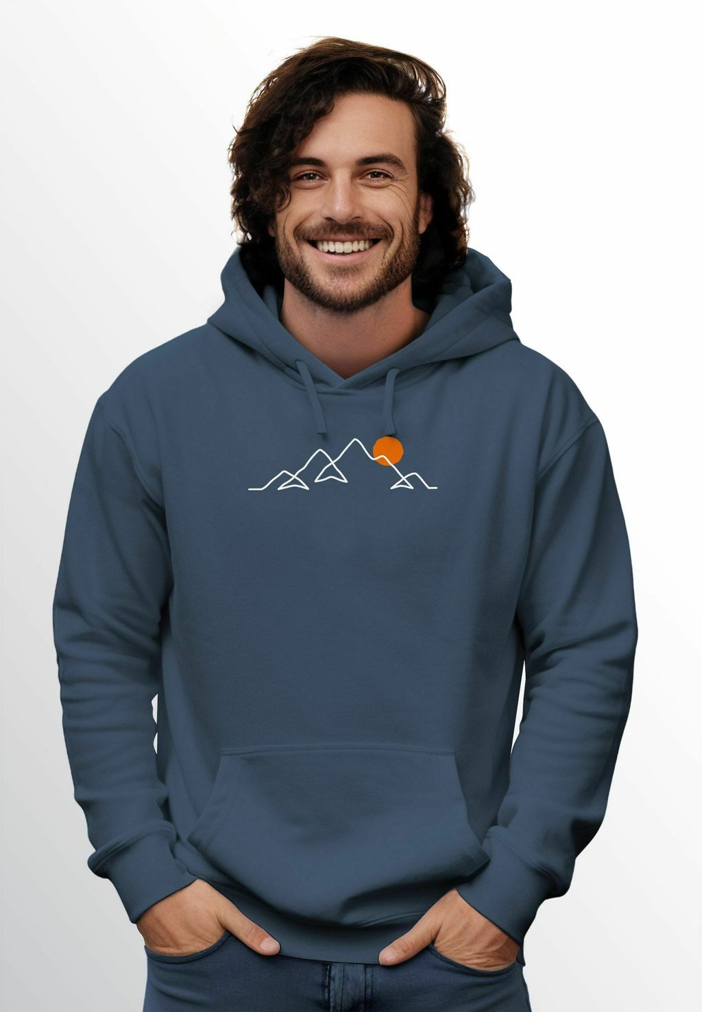 

Толстовка с капюшоном FRONTPRINT LINE-ART BERGE WANDERN NATUR OUTDOOR FASHION Neverless, синий