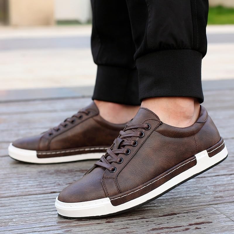 Мужские повседневные туфли на шнуровке, деловые кроссовки, простые свободные оксфорды, модная повседневная обувь для мужчин Generic, коричневый — фото 2