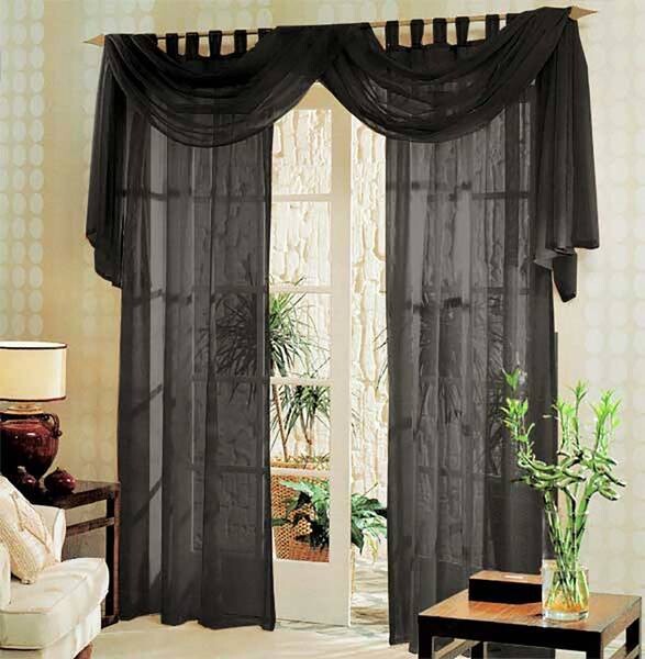 

Штора Gardinenboxn Set Voile Querbehang Uni, 140x245x1 см, черный