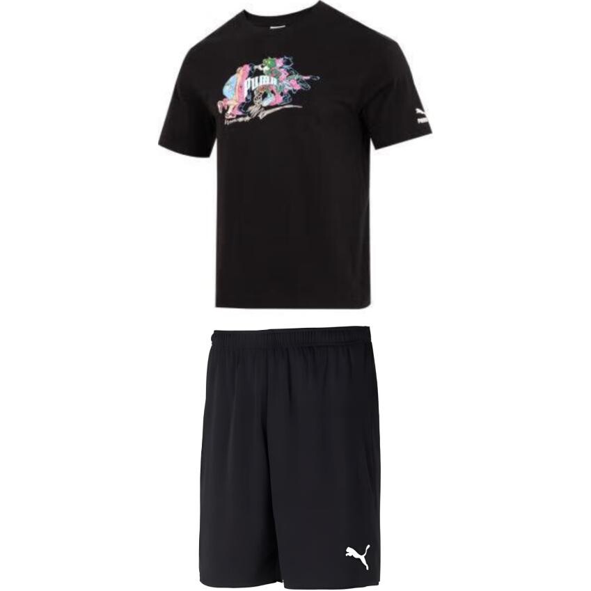

Повседневный спортивный мужской комплект черный топ и черные шорты Puma, черный