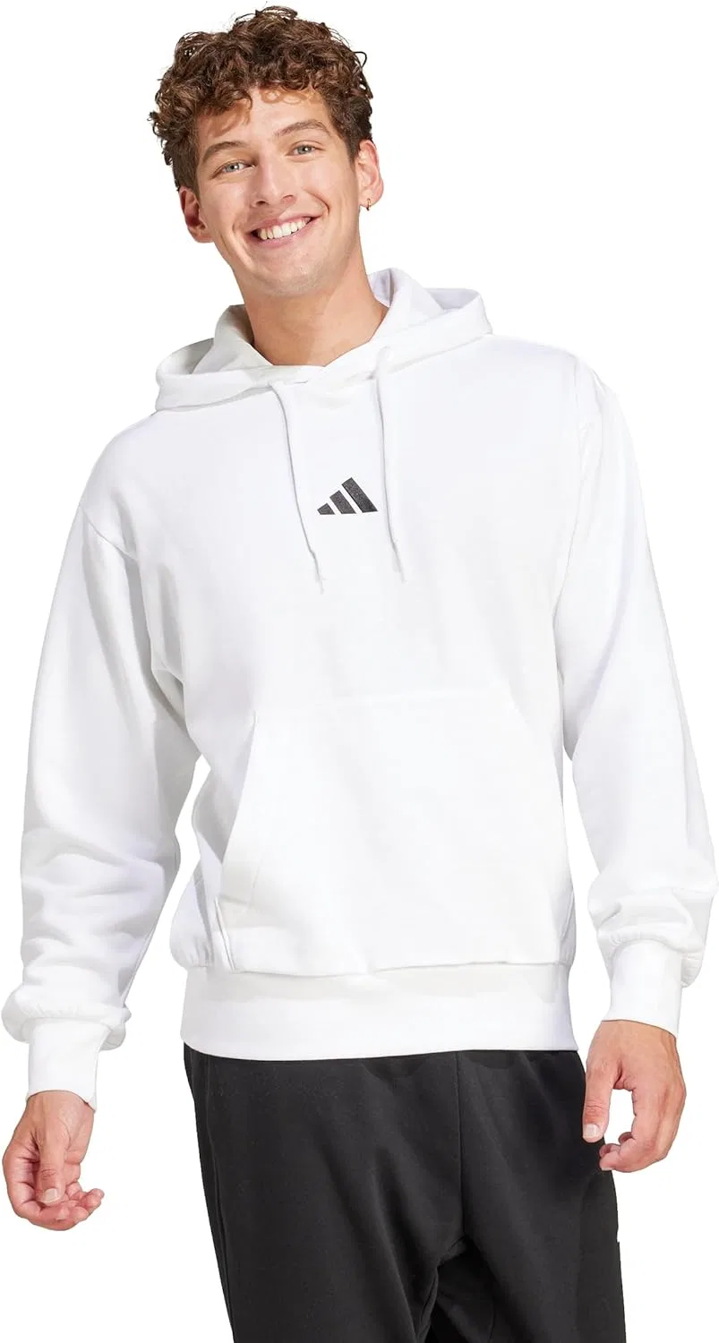 Флисовая худи adidas Essentials Feelcozy, белый/черный