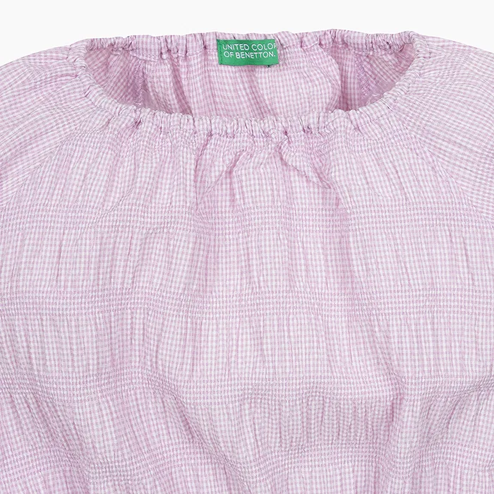 Детское многоцветное ярусное платье с контрастными вставками от Benetton Kids — фото 3