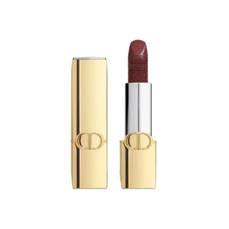DIOR Ограниченная рождественская помада Fiery Blue Gold в тюбике, бархатистая, легко растушевывается, осветляющая, #374 — фото 2