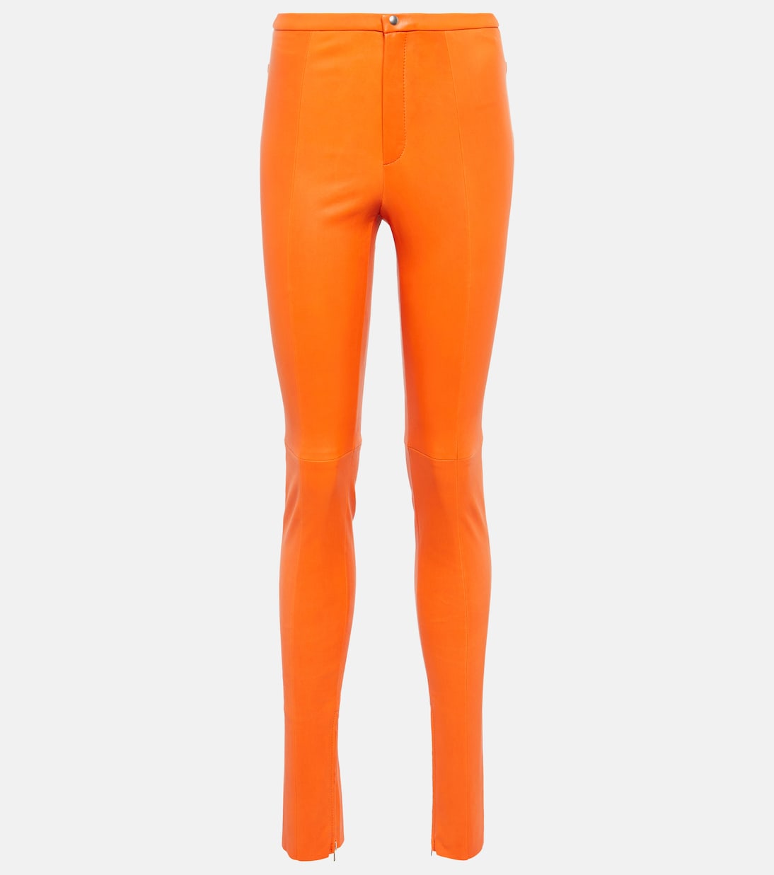 

Узкие кожаные брюки Maggie с высокой талией Stouls, Mandarine