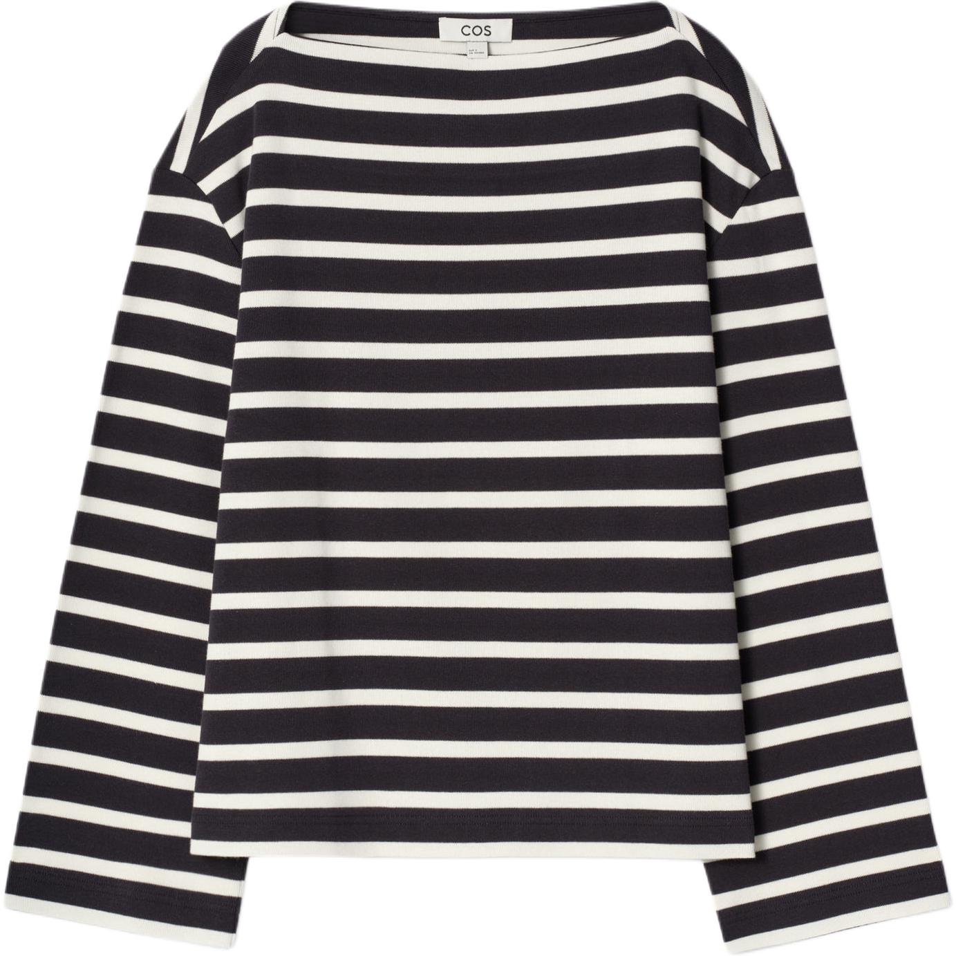 

COS Футболка с рукавом дроп-шипл Women's Navy Blue/Stripes, Синий, COS Футболка с рукавом дроп-шипл Women's Navy Blue/Stripes