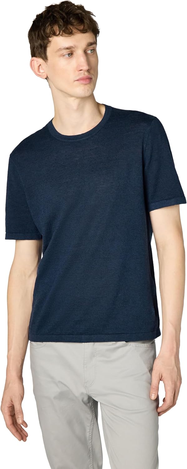 

Michael Kors мужская короткая футболка из льна и хлопка, Midnight, Синий, Michael Kors мужская короткая футболка из льна и хлопка, Midnight