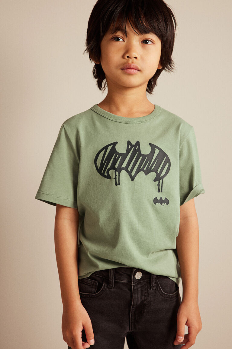 

Хлопковая футболка с принтом H&M, хаки