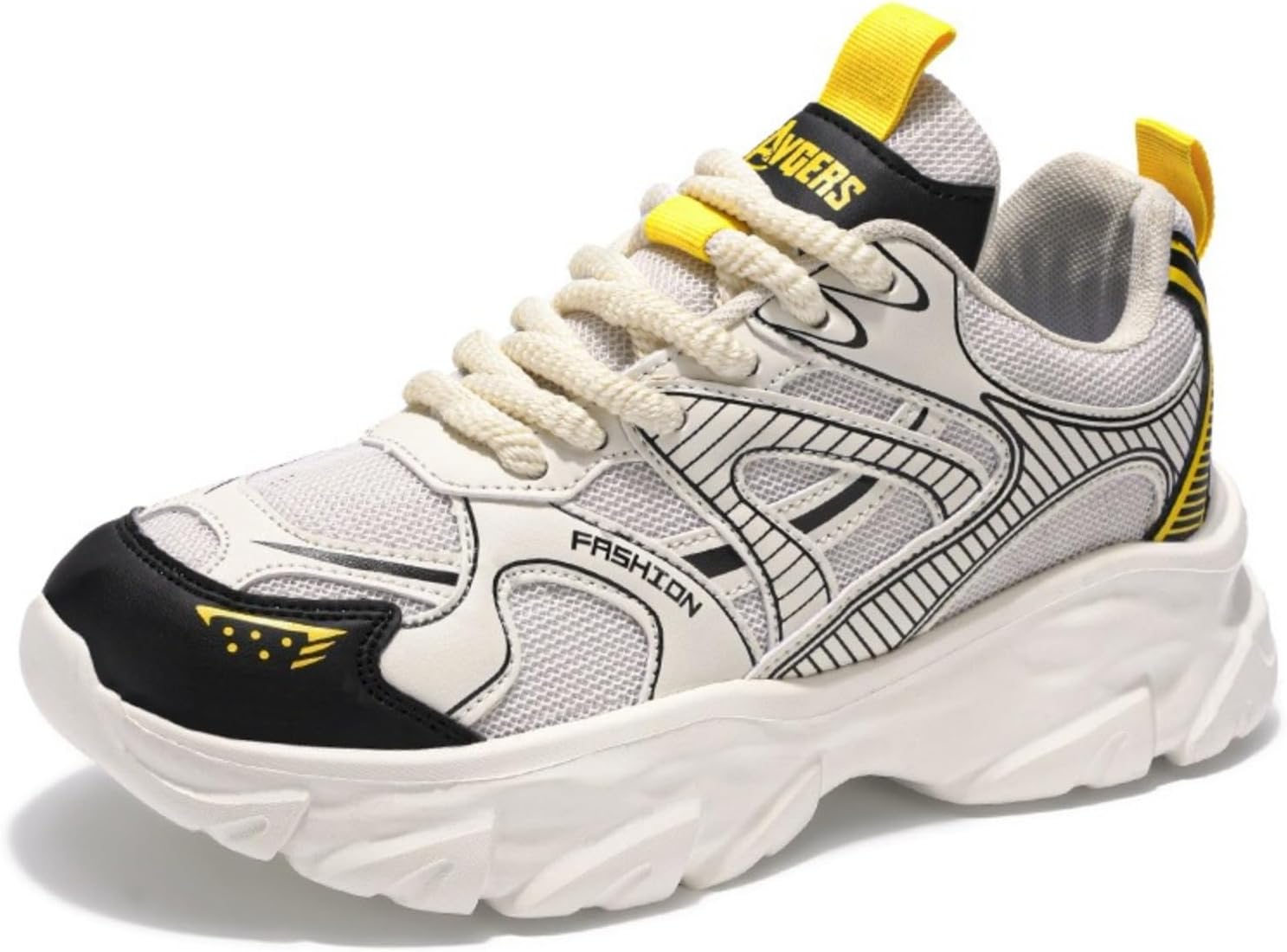 

Мужские кроссовки с массивной подошвой - дышащие спортивные обувь из сетки с эффектом увеличения роста, повседневная модная обувь в черном, бежевом и белом цветах Azttoztto