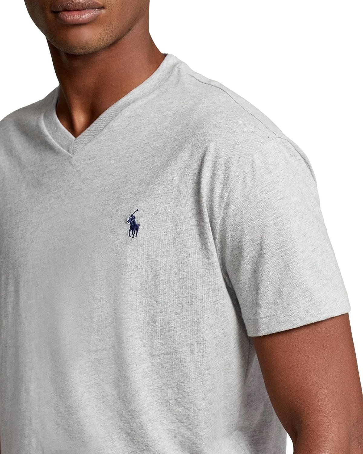 Мужская футболка Polo RL классического кроя с V-образным вырезом POLO RALPH LAUREN, Ralph Lauren Grey Heather. — фото 4