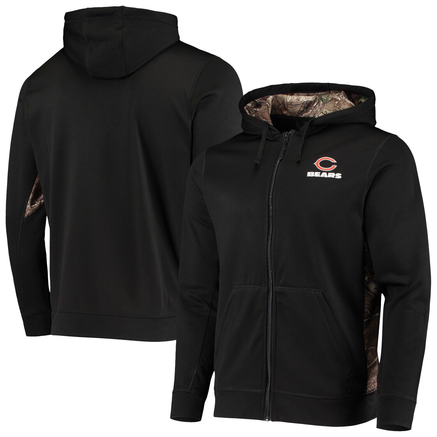 

Мужская толстовка из флиса с молнией во всю длину Dunbrooke Black/Realtree Camo Chicago Bears Decoy Tech Fleece