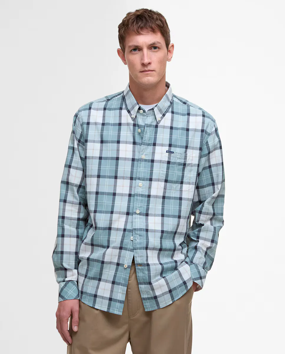 

Мужская рубашка в клетку с длинными рукавами Barbour, светло-зеленый