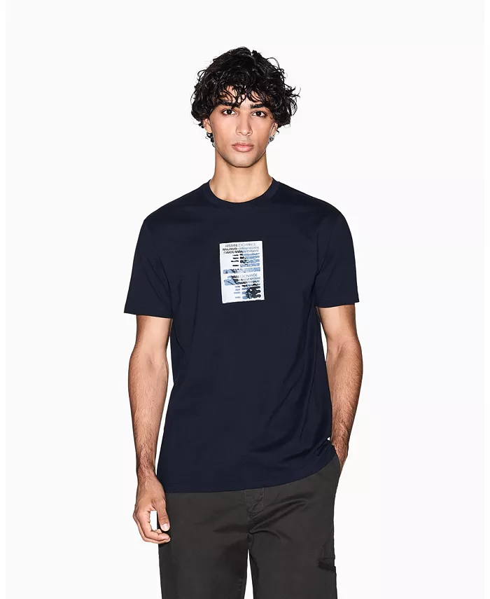 

Мужская футболка Heavy Jersey с принтом в виде сетки на груди A|X Armani Exchange, синий