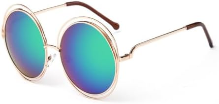 

Зеркальные солнцезащитные очки 2026 года, фиолетовые, супер-класса, для женщин и мужчин, защита от УФ-излучения UV400, увеличенная круглая оправа MTZJH, Yf42 Gold Green