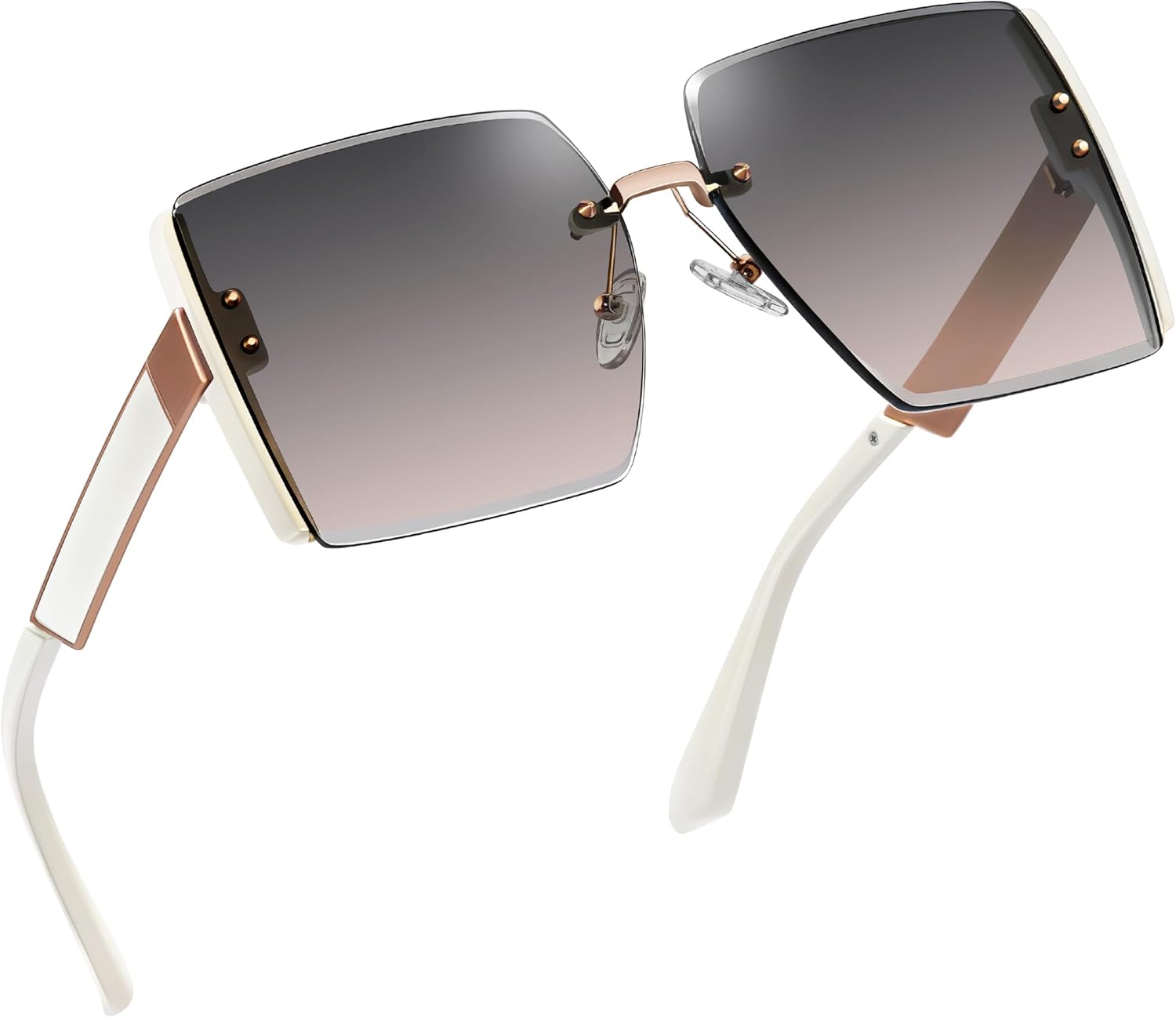 

Солнцезащитные очки Joopin Oversized Rimless Sunglasses для женщин, квадратные солнцезащитные очки без оправы, защита от УФ-излучения UV400, Rose Golden Frame Gradual Black Lens