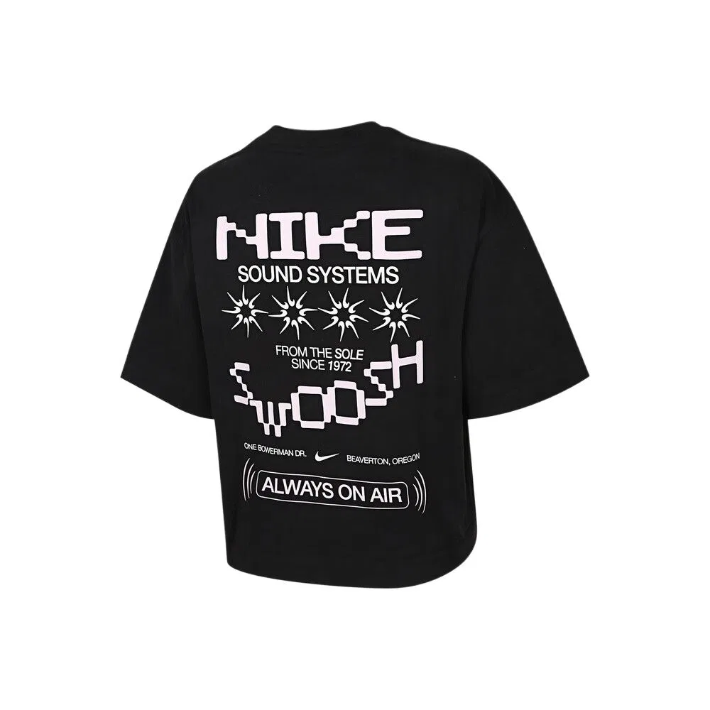 Спортивная женская футболка Oversized Mid-Cropped Nike, Black — фото 3