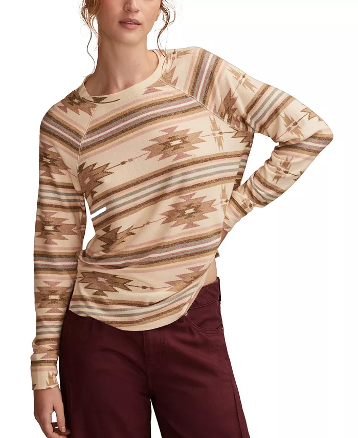 

Женский свитер с длинным рукавом и круглым вырезом Cloud Lucky Brand, загар/бежевый