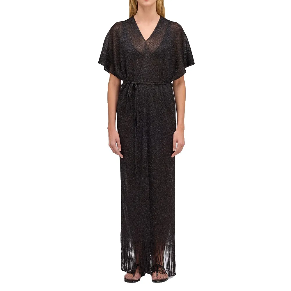 

Длинный кафтан Sundek с длинным платьем с V-образным вырезом, черный