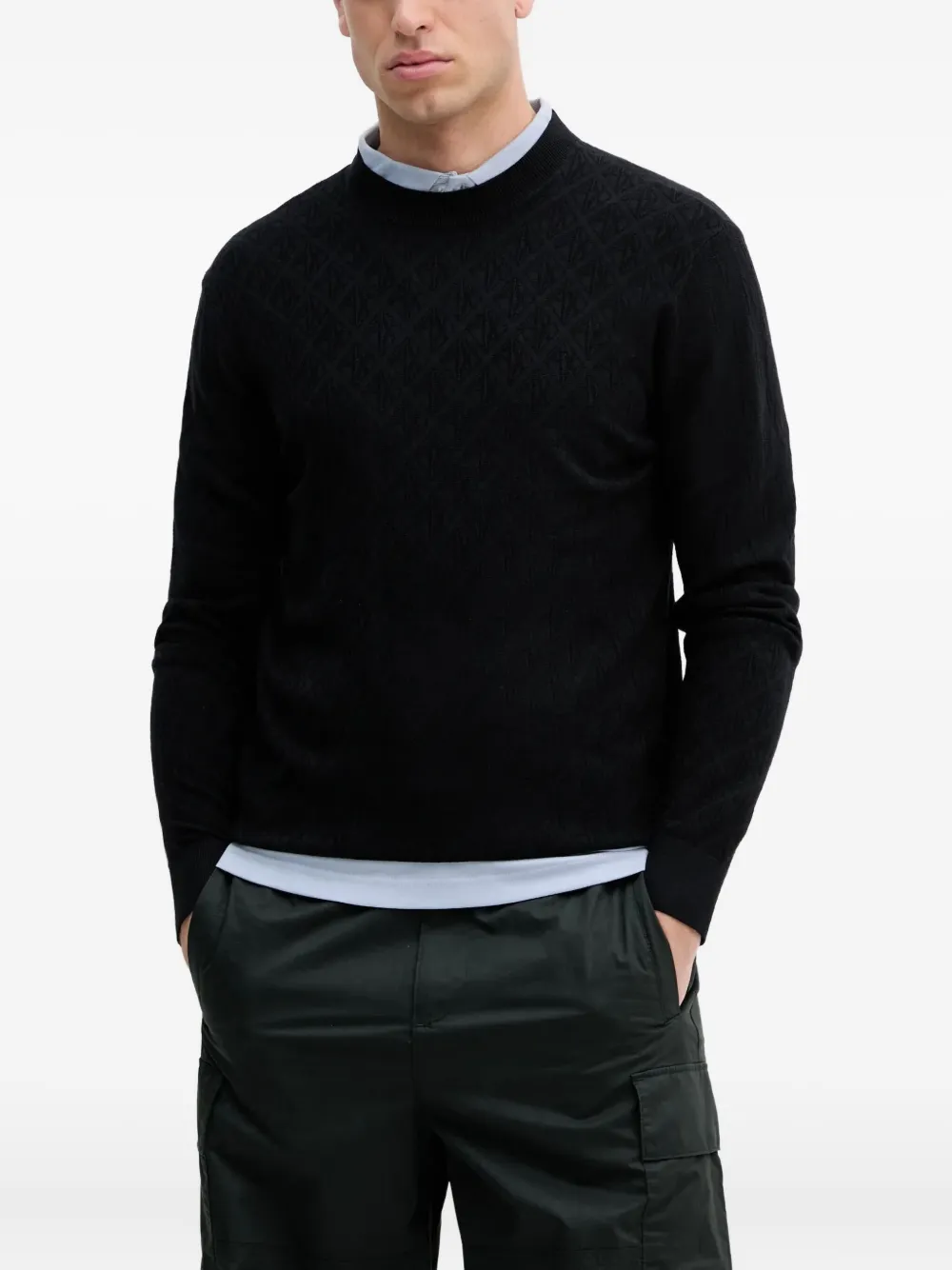 

Джемпер с геометричным узором Armani Exchange, синий