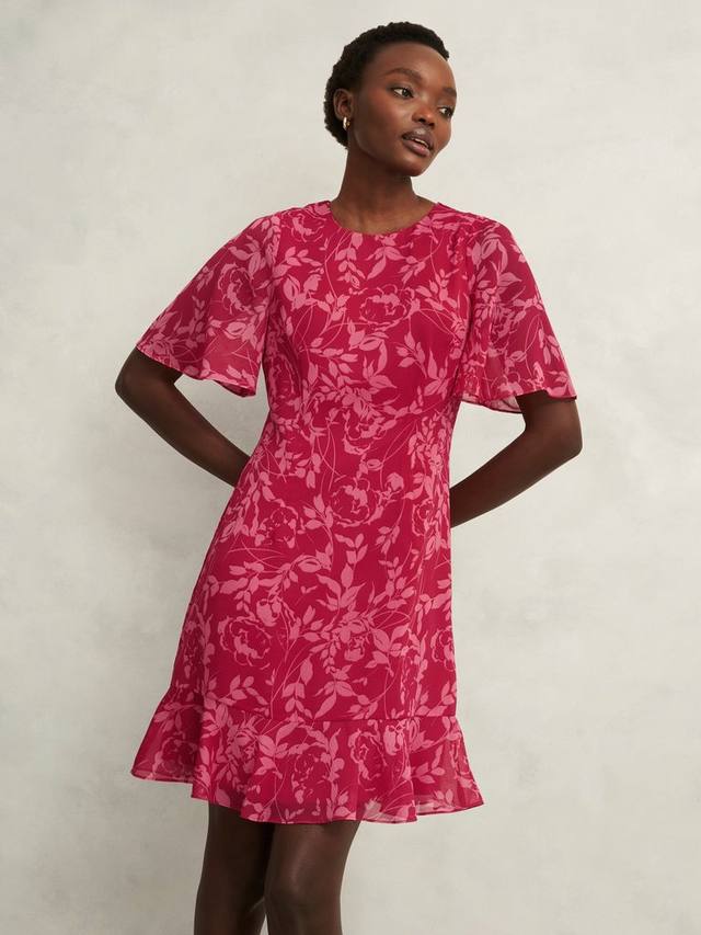 

Платье мини Iona с цветочным принтом Hobbs, Pink/Multi