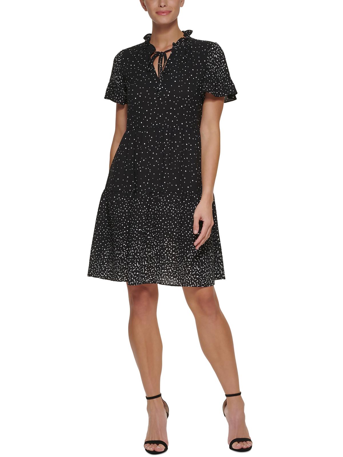 

Женское мини-платье с завязками на шее Petites DKNY, черный/кремовый