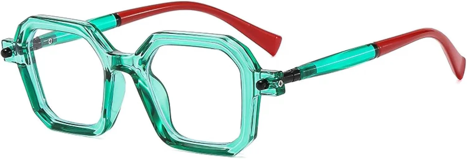 

Ретро двухцветные солнцезащитные очки для женщин с градиентной защитой от УФ-излучения, мужские очки с заклепками и прозрачной оправой UATXTAU, Green Clear