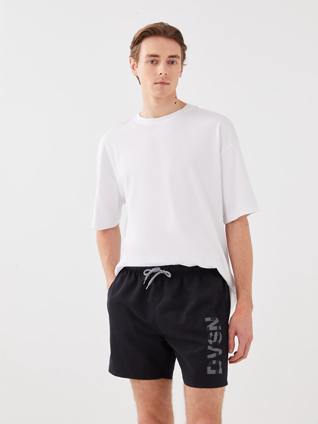 

Короткие мужские шорты для плавания с принтом LCW Casual, новый черный