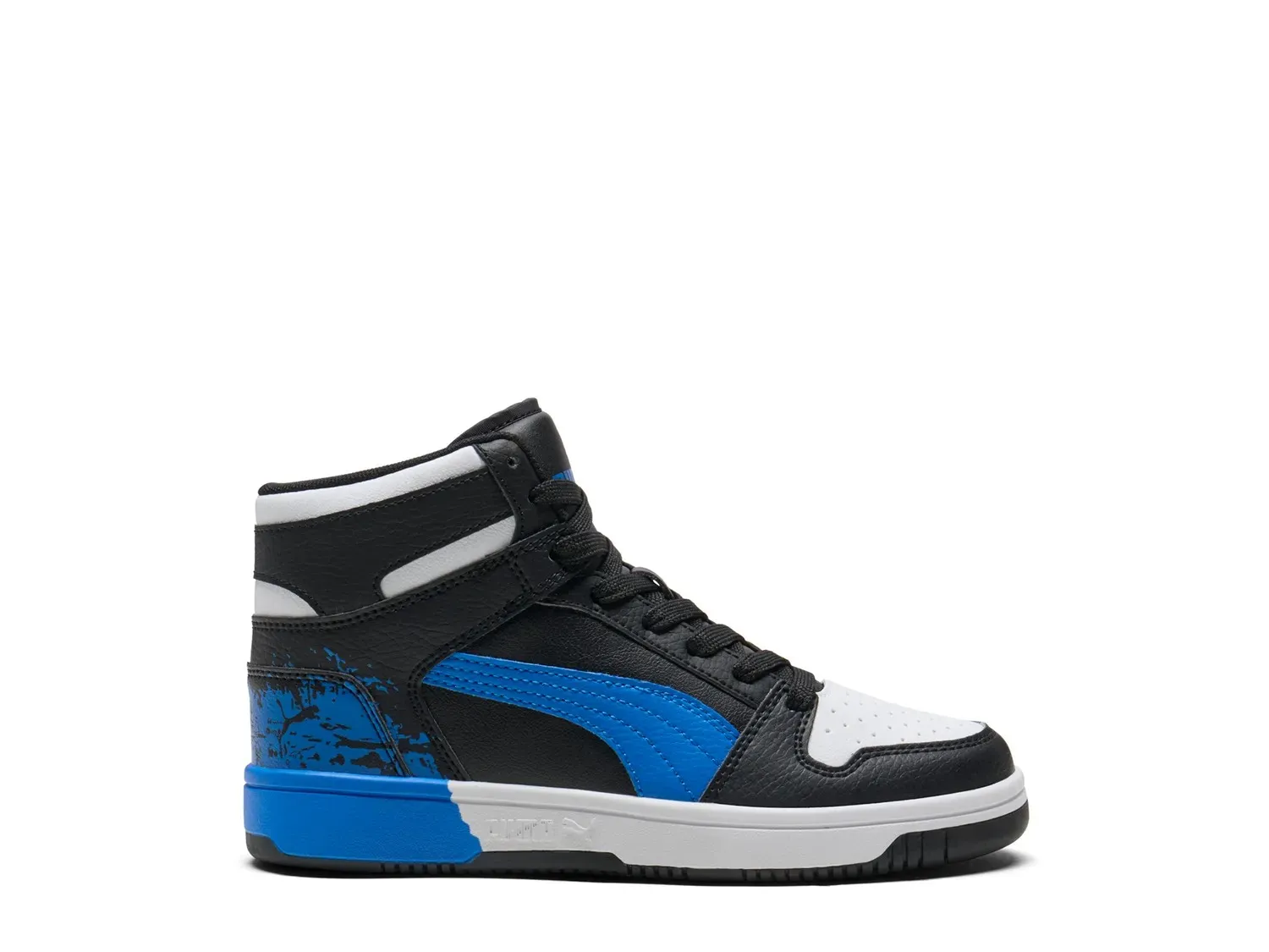 

Кроссовки Puma Rebound Layup RCL Scruff Reverse High-Top — детские, черные/синие/белые