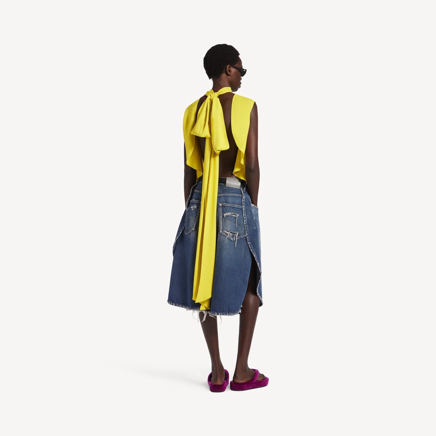 Женская короткая блузка желтого цвета BALENCIAGA, желтый — фото 4