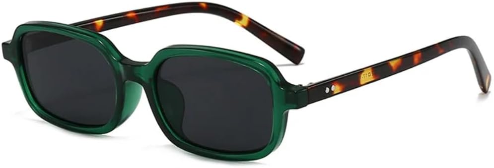 

Солнцезащитные очки для мужчин и женщин - защита UV400 - прозрачная оправа с небольшими заклепками конфетных цветов для занятий спортом на открытом воздухе и вождения DSVIGF, Green Leopard Gray