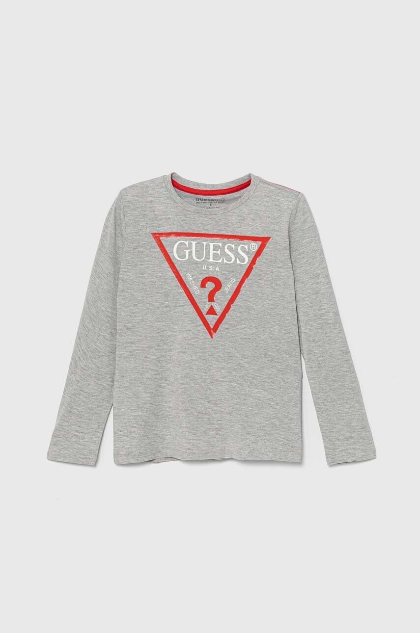 

Хлопковая рубашка Guess с длинными рукавами для мальчиков и девочек, серый