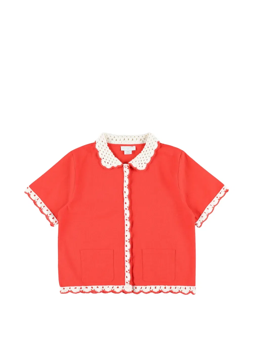 Укороченная рубашка с кружевной отделкой Stella Mccartney Kids, красный