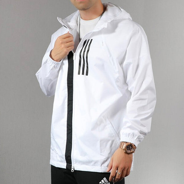Куртка Men's adidas Sports Stylish Zipper Hooded Jacket White, белый — фото 3