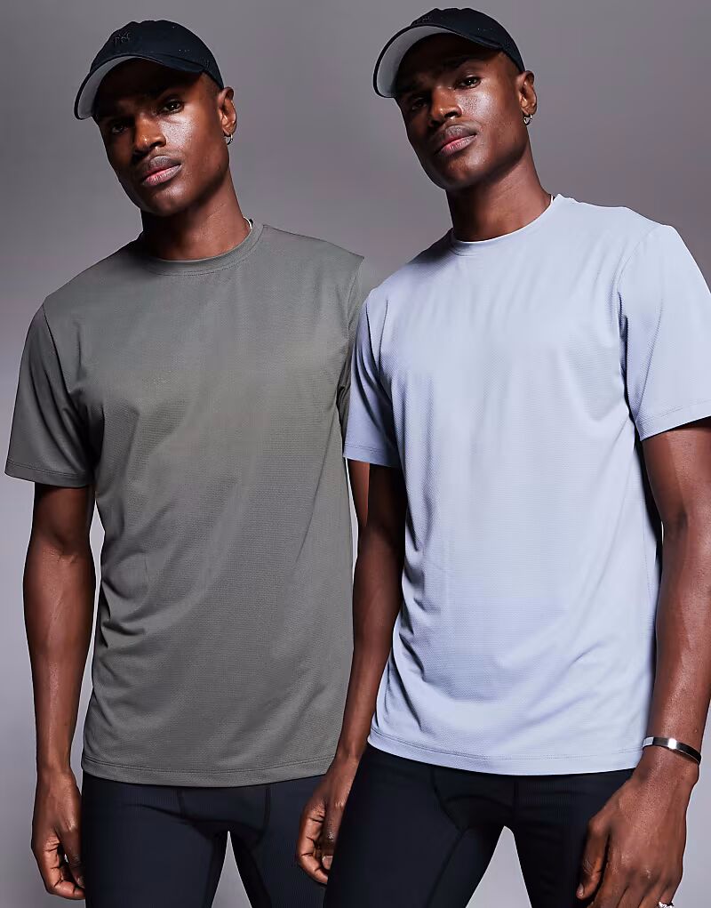 

Тренировочная футболка Icon с быстросохнущими футболками, комплект из 2 пар, цвета хаки и серый 4505