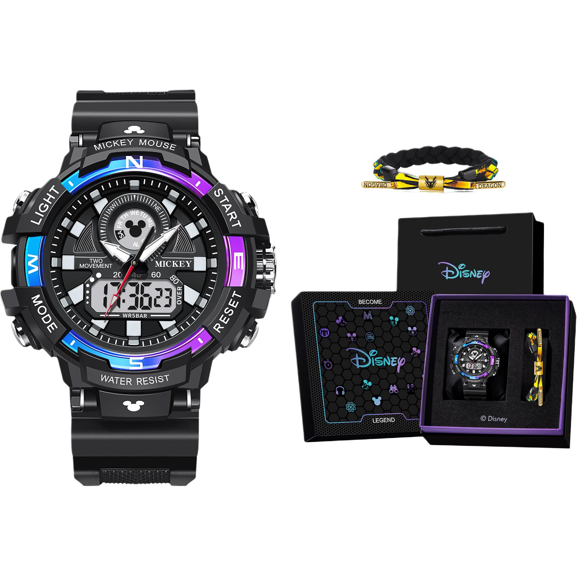 

Disney Часы Mickey Series Electronic Movement Rubber Strap Watch Men's Watch Black Dial, Electric Glow Dazzling Color Purple[Disney Mickey Mouse Trendy and Cool Box-Includes Shopping Bag]