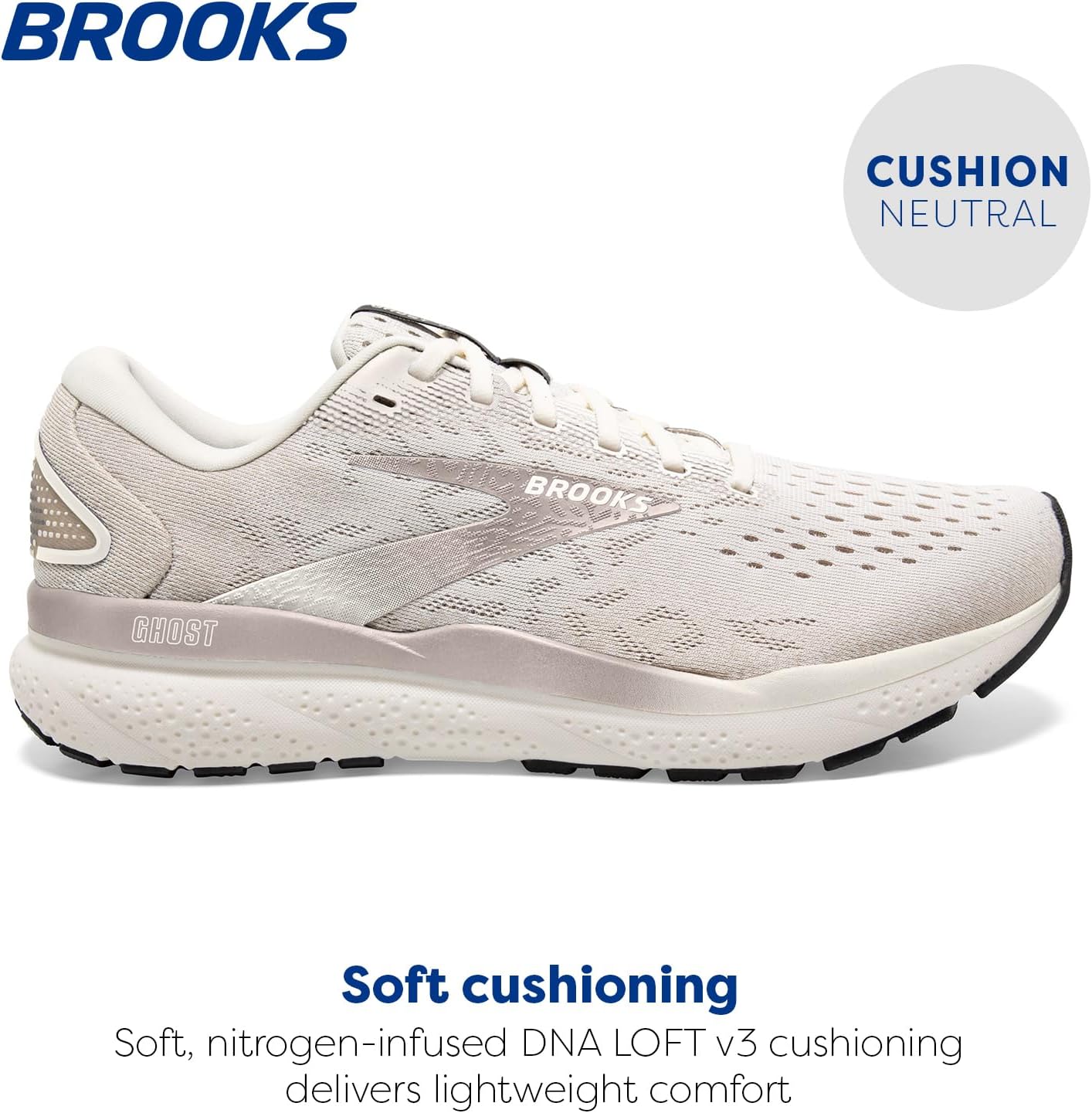 Мужские нейтральные беговые кроссовки Brooks Ghost 16, Coconut/Chateau/Forged Iron — фото 2