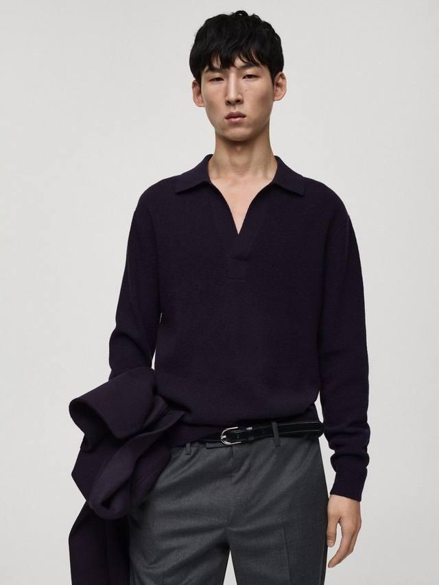 

Ludorums поло с длинным рукавом Regular Fit из смесовой шерсти Mango, Navy