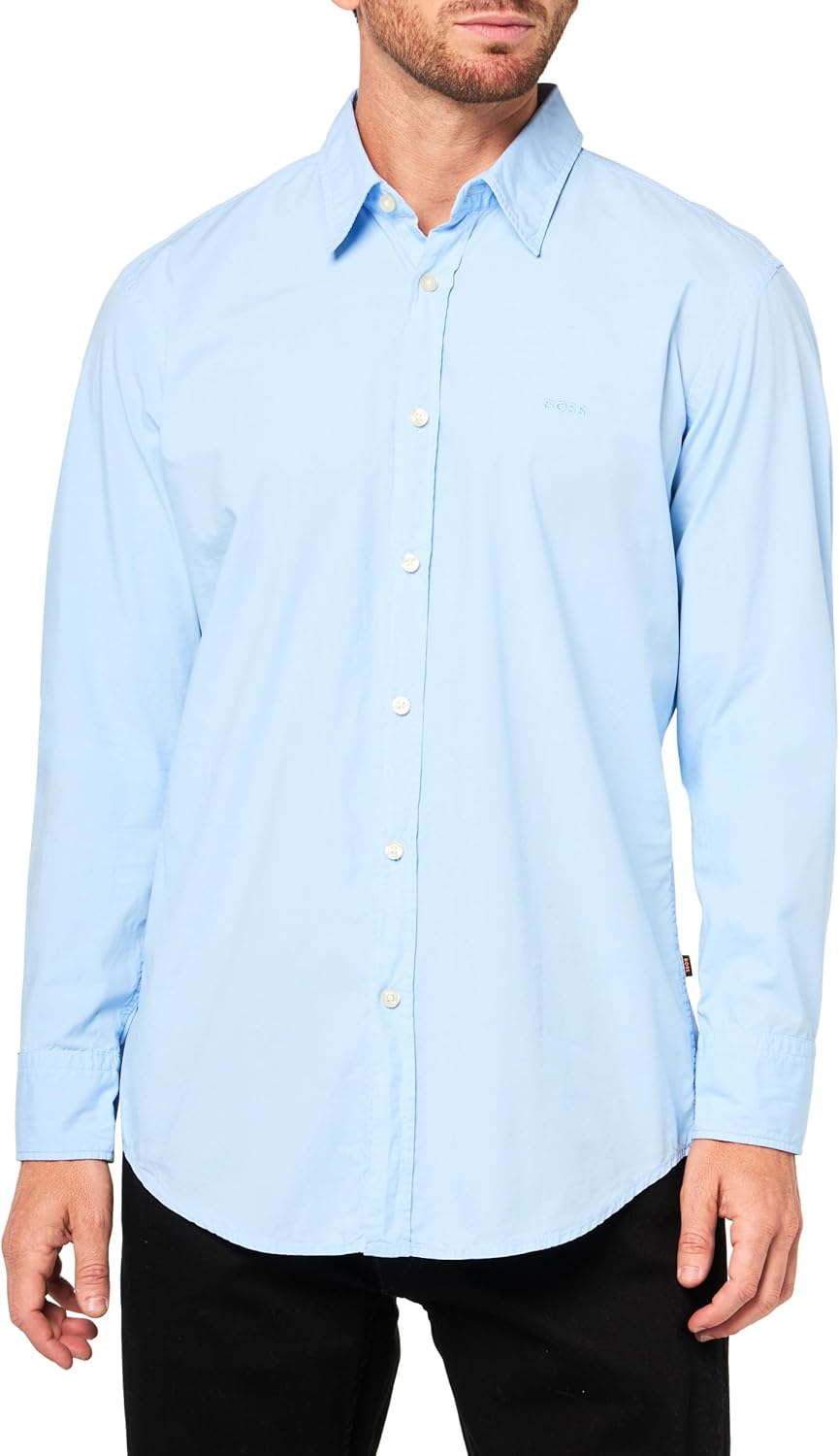 

BOSS Мужская мягкая фланелевая рубашка на пуговицах, French Blue